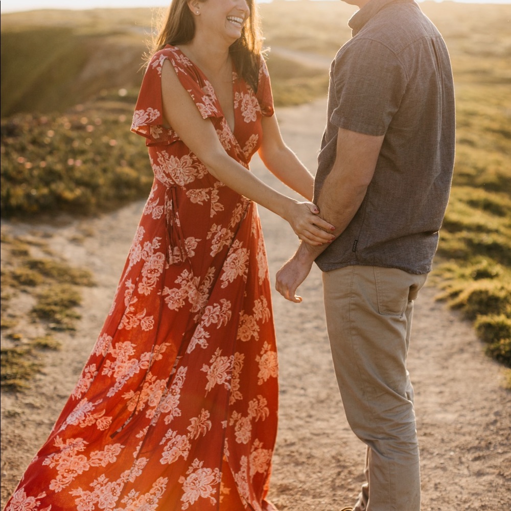 Lulus wrap floral maxi dress. Worn once for engagement photos.